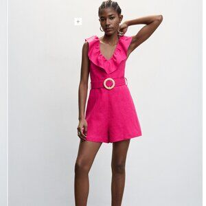 MNG Linen Ruffle Romper